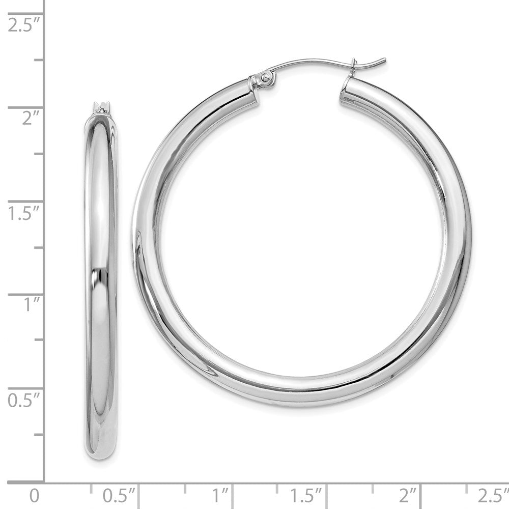 Sterlingsilber Rhodiniert 4mm Rund Creolen