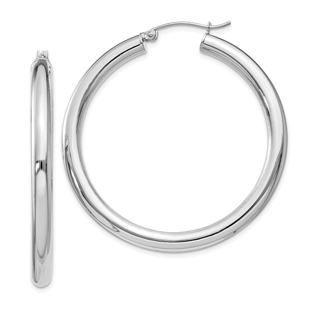 Sterlingsilber Rhodiniert 4mm Rund Creolen