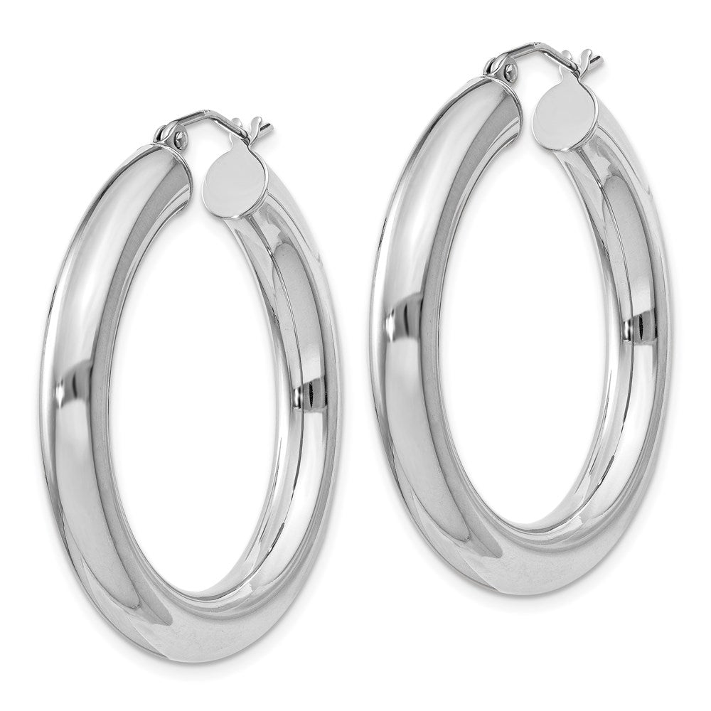 Sterlingsilber Rhodiniert 5mm Rund Creolen
