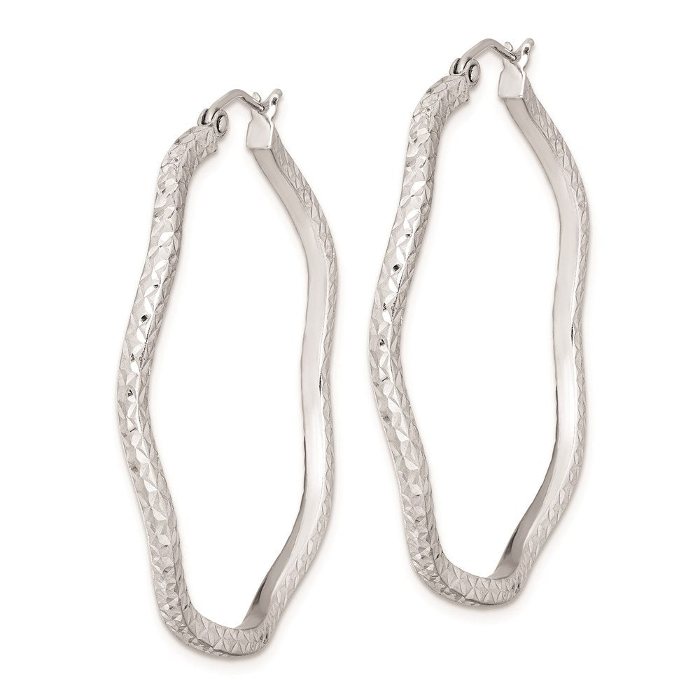 Sterlingsilber Rhodiniert Gewellt Diamantiert 1.75mm Rund Creolen