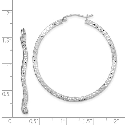Sterlingsilber Rhodiniert Gewellt Diamantiert 1.75mm Rund Creolen