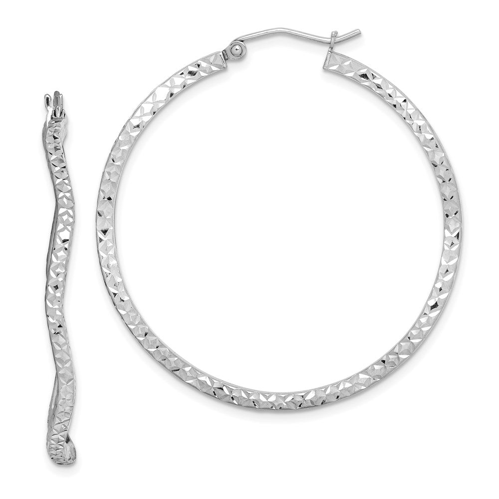 Sterlingsilber Rhodiniert Gewellt Diamantiert 1.75mm Rund Creolen