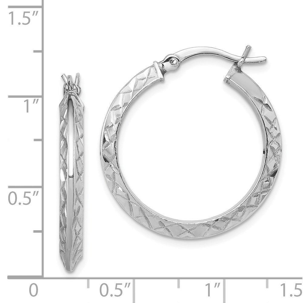 Sterlingsilber Rhodiniert Diamantiert Messer Kante 3mm Rund Creolen
