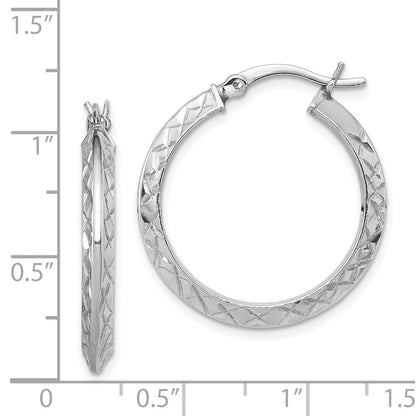 Sterlingsilber Rhodiniert Diamantiert Messer Kante 3mm Rund Creolen