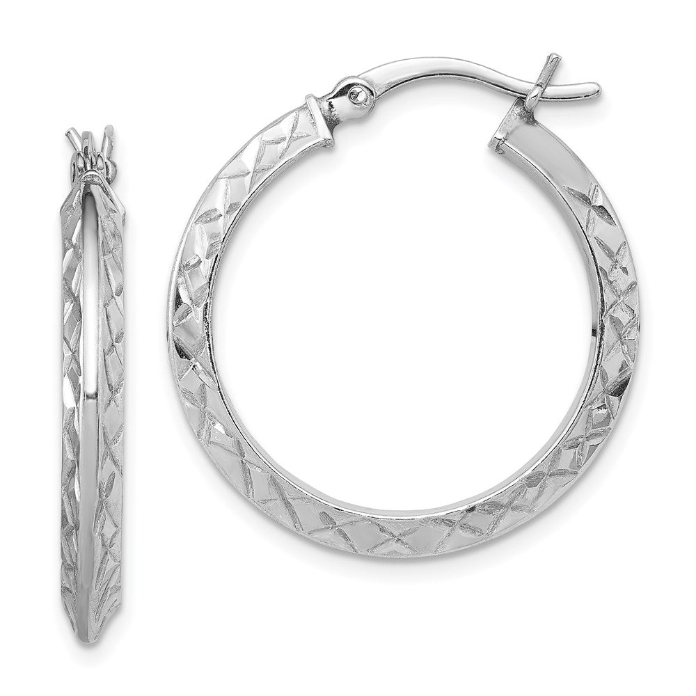 Sterlingsilber Rhodiniert Diamantiert Messer Kante 3mm Rund Creolen