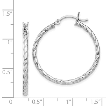 Sterlingsilber Rhodiniert 2x30mm Gedreht Creolen