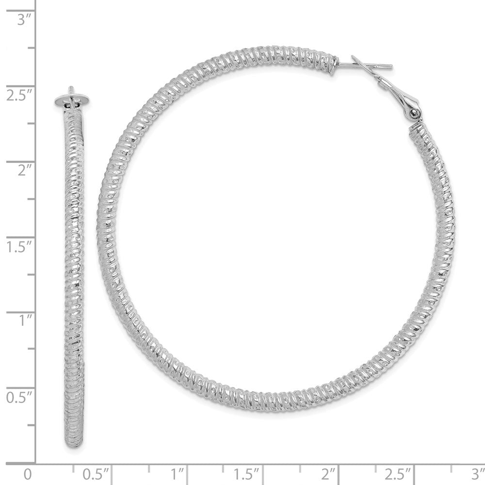 Sterlingsilber Rhodiniert 3.25x60mm Omega Rückseite Creolen