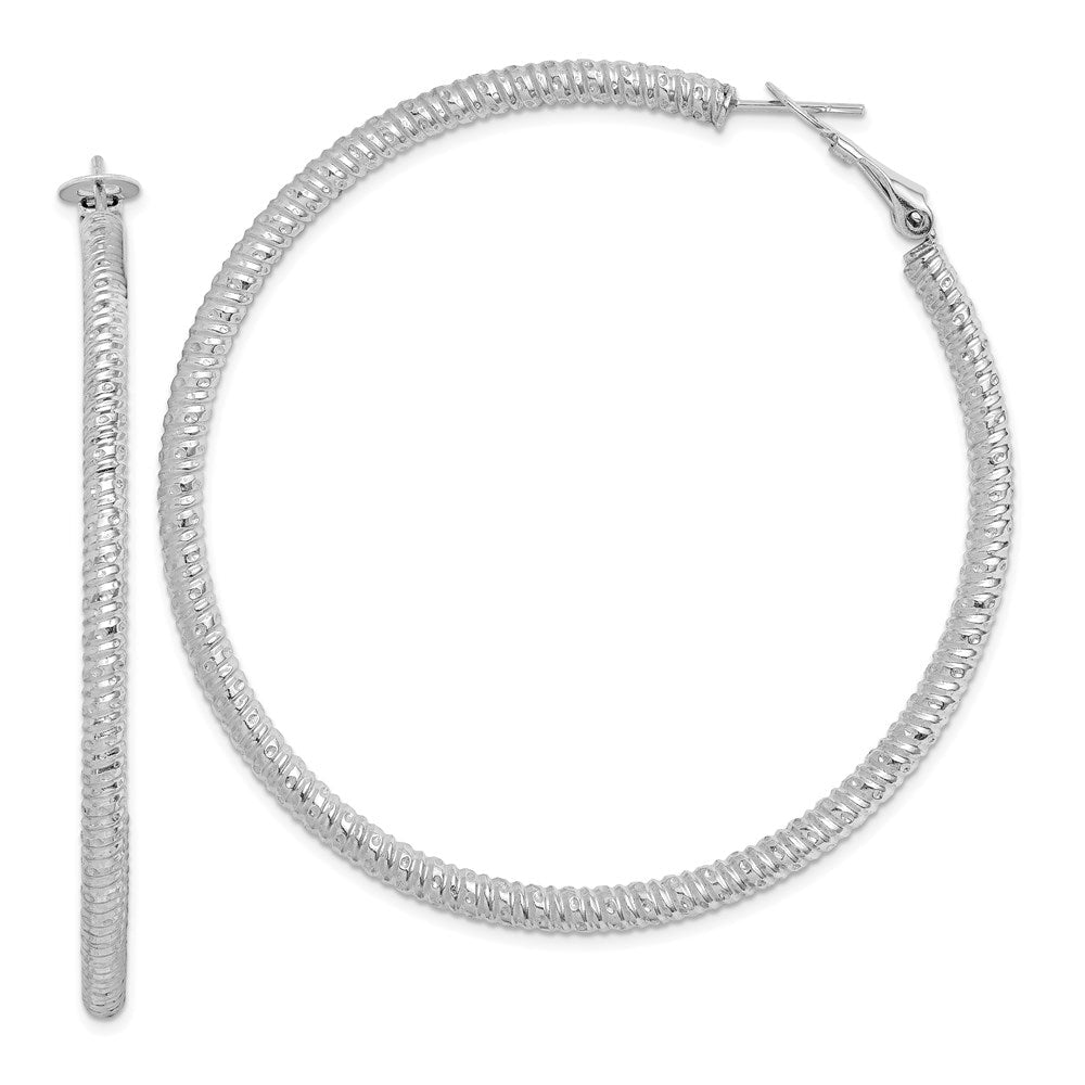 Sterlingsilber Rhodiniert 3.25x60mm Omega Rückseite Creolen
