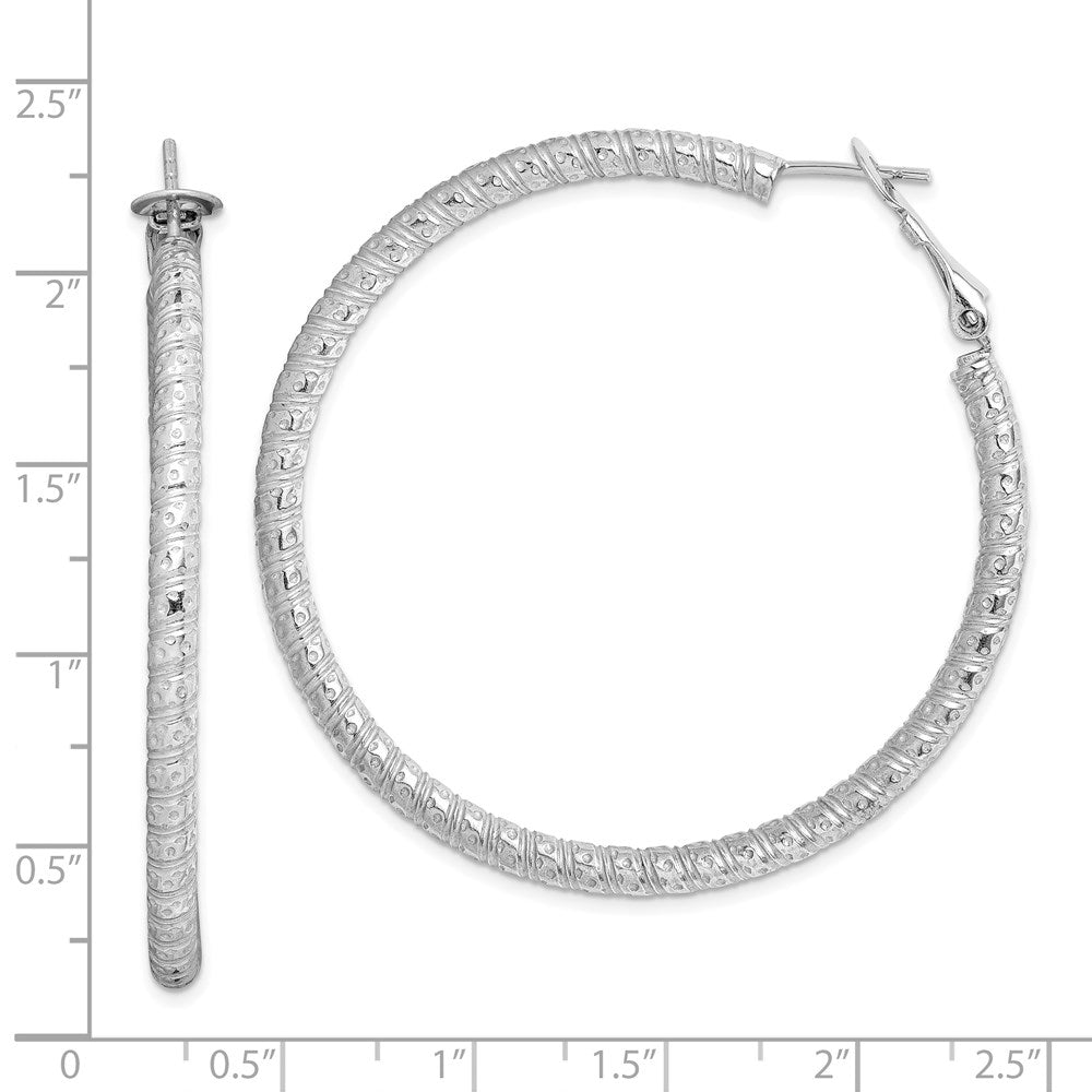 Sterlingsilber Rhodiniert 3.25x50mm Omega Rückseite Creolen