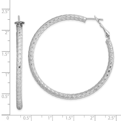 Sterlingsilber Rhodiniert 3.25x50mm Omega Rückseite Creolen