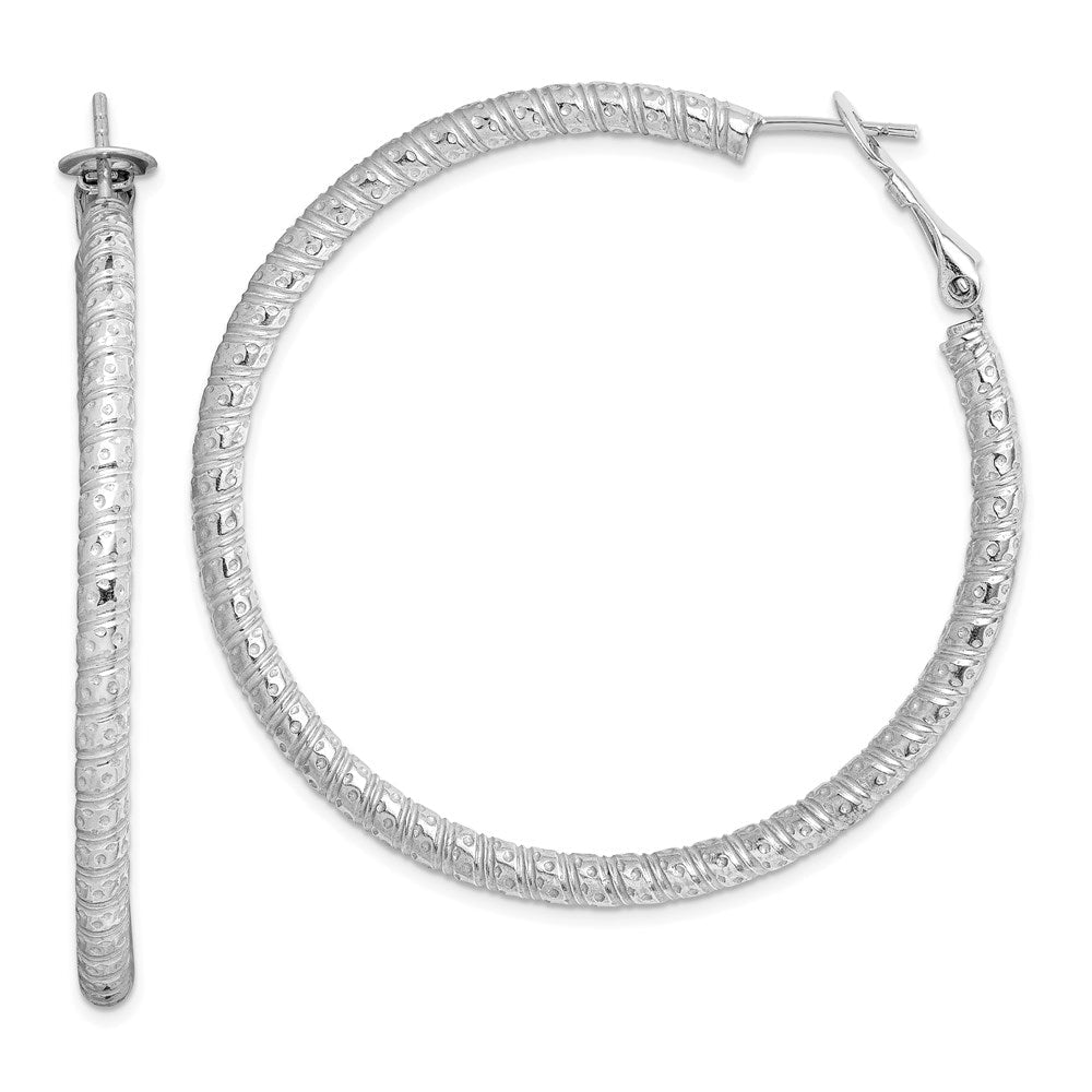 Sterlingsilber Rhodiniert 3.25x50mm Omega Rückseite Creolen