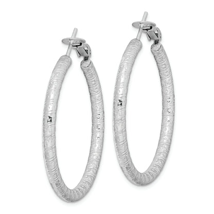 Sterlingsilber Rhodiniert 3.25x40mm Omega Rückseite Creolen