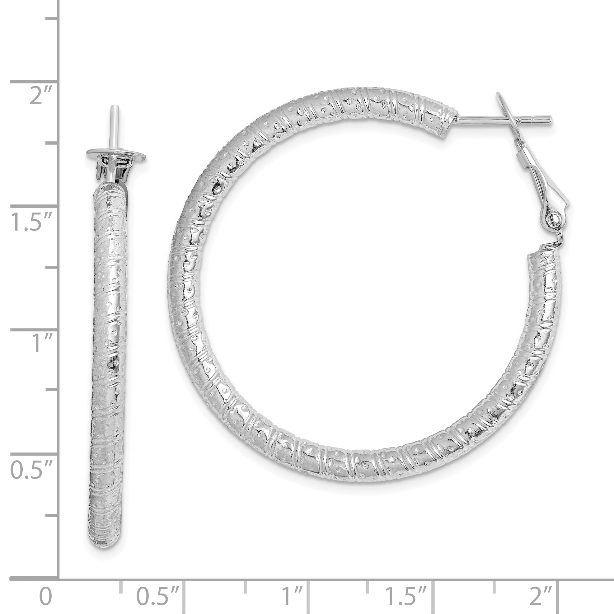 Sterlingsilber Rhodiniert 3.25x40mm Omega Rückseite Creolen