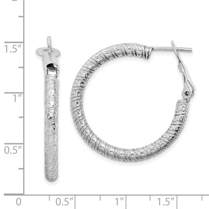 Sterlingsilber Rhodiniert 3.25x30mm Omega Rückseite Creolen