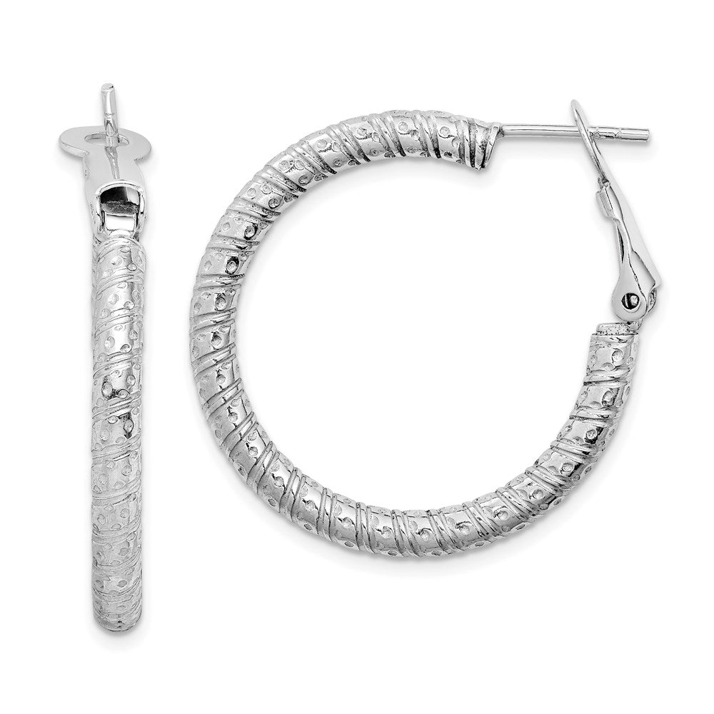 Sterlingsilber Rhodiniert 3.25x30mm Omega Rückseite Creolen