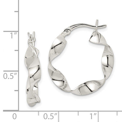 Sterlingsilber Gedreht 4x22mm Creolen