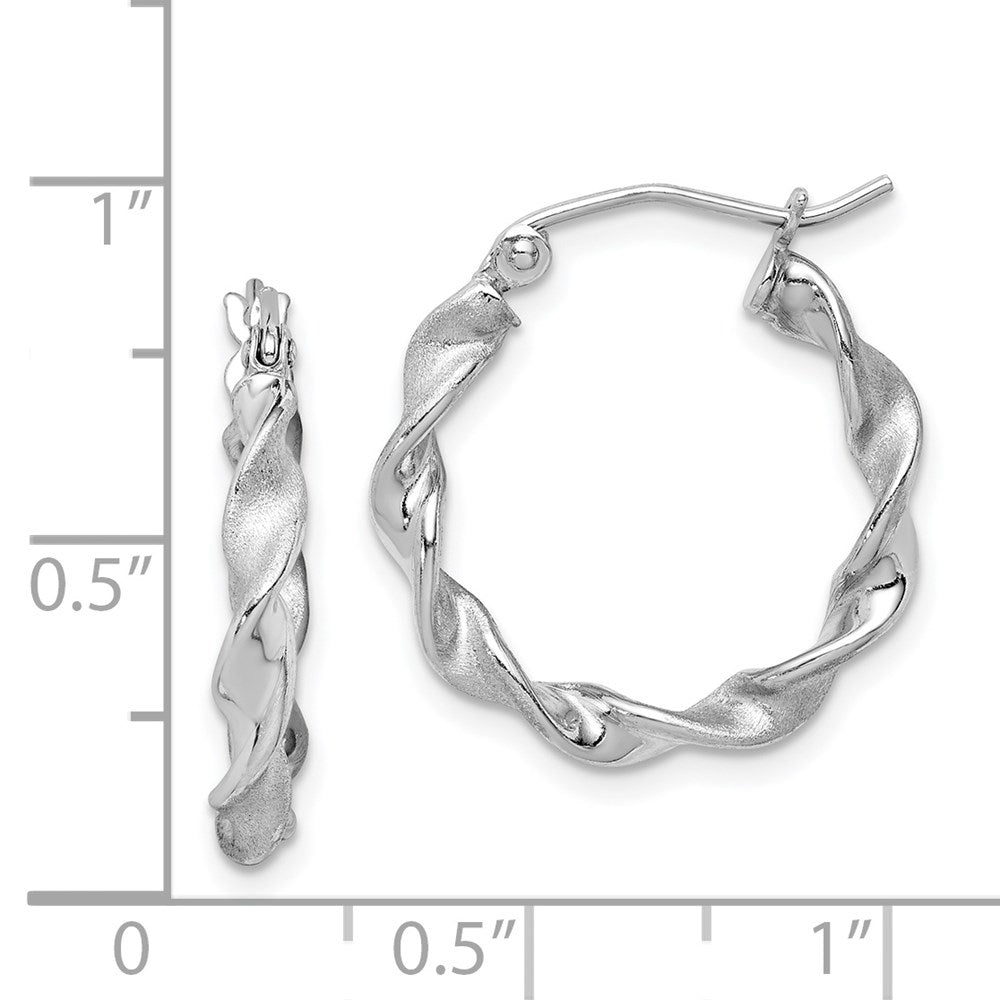 Sterlingsilber Rhodiniert Poliert und Satiniert 2.5mm Gedreht Creolen