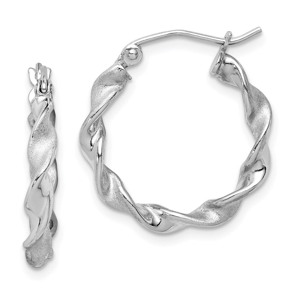Sterlingsilber Rhodiniert Poliert und Satiniert 2.5mm Gedreht Creolen