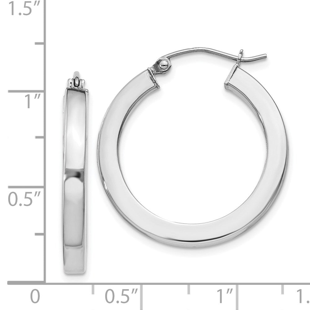 Sterlingsilber Rhodiniert 3x25mm Quadratisch Röhre Creolen