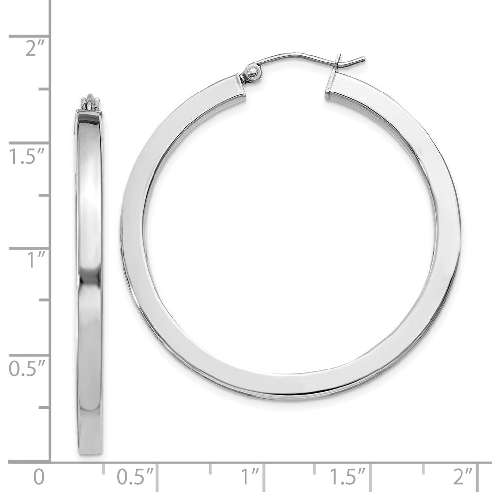 Sterlingsilber Rhodiniert 3x40mm Quadratisch Röhre Creolen