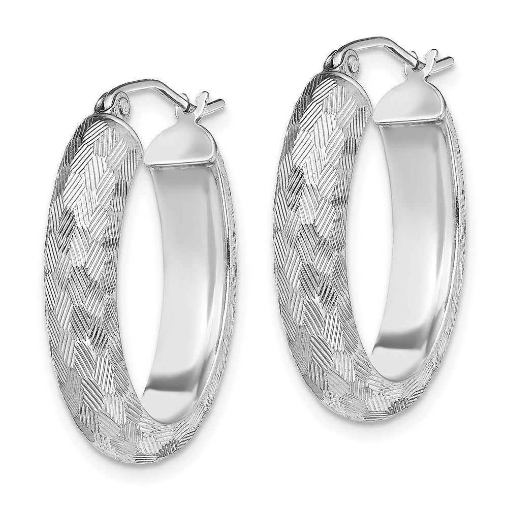 Sterlingsilber Rhodiniert Diamantiert 5mm Oval Creolen