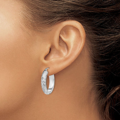 Sterlingsilber Rhodiniert Diamantiert 5mm Oval Creolen