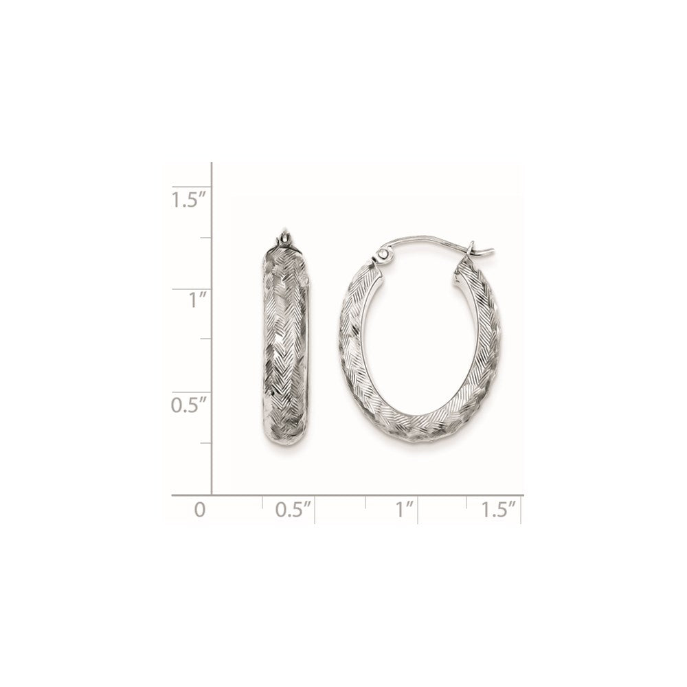 Sterlingsilber Rhodiniert Diamantiert 5mm Oval Creolen