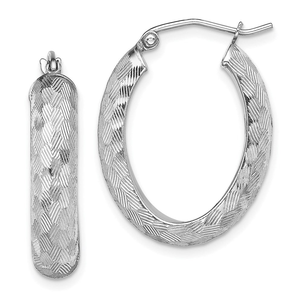 Sterlingsilber Rhodiniert Diamantiert 5mm Oval Creolen