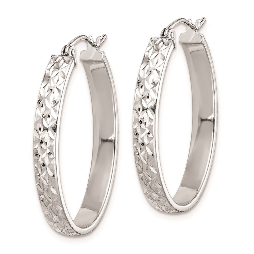 Sterlingsilber Rhodiniert Diamantiert 4mm Oval Creolen