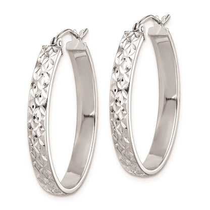 Sterlingsilber Rhodiniert Diamantiert 4mm Oval Creolen