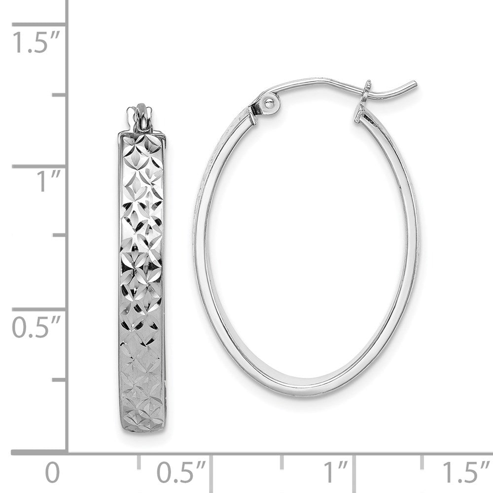 Sterlingsilber Rhodiniert Diamantiert 4mm Oval Creolen