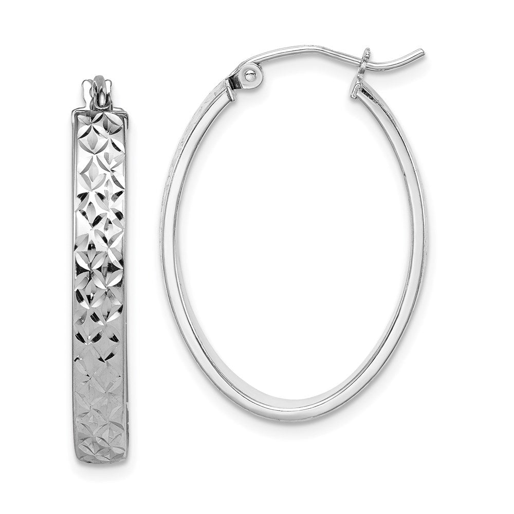 Sterlingsilber Rhodiniert Diamantiert 4mm Oval Creolen