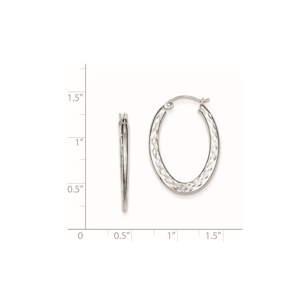 Sterlingsilber Rhodiniert Diamantiert Oval Creolen