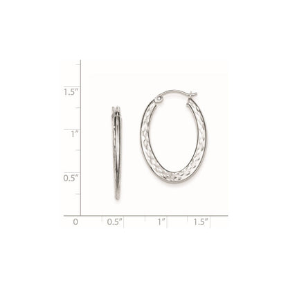 Sterlingsilber Rhodiniert Diamantiert Oval Creolen