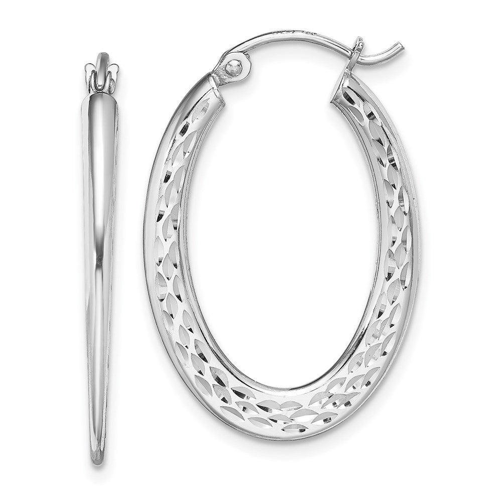 Sterlingsilber Rhodiniert Diamantiert Oval Creolen