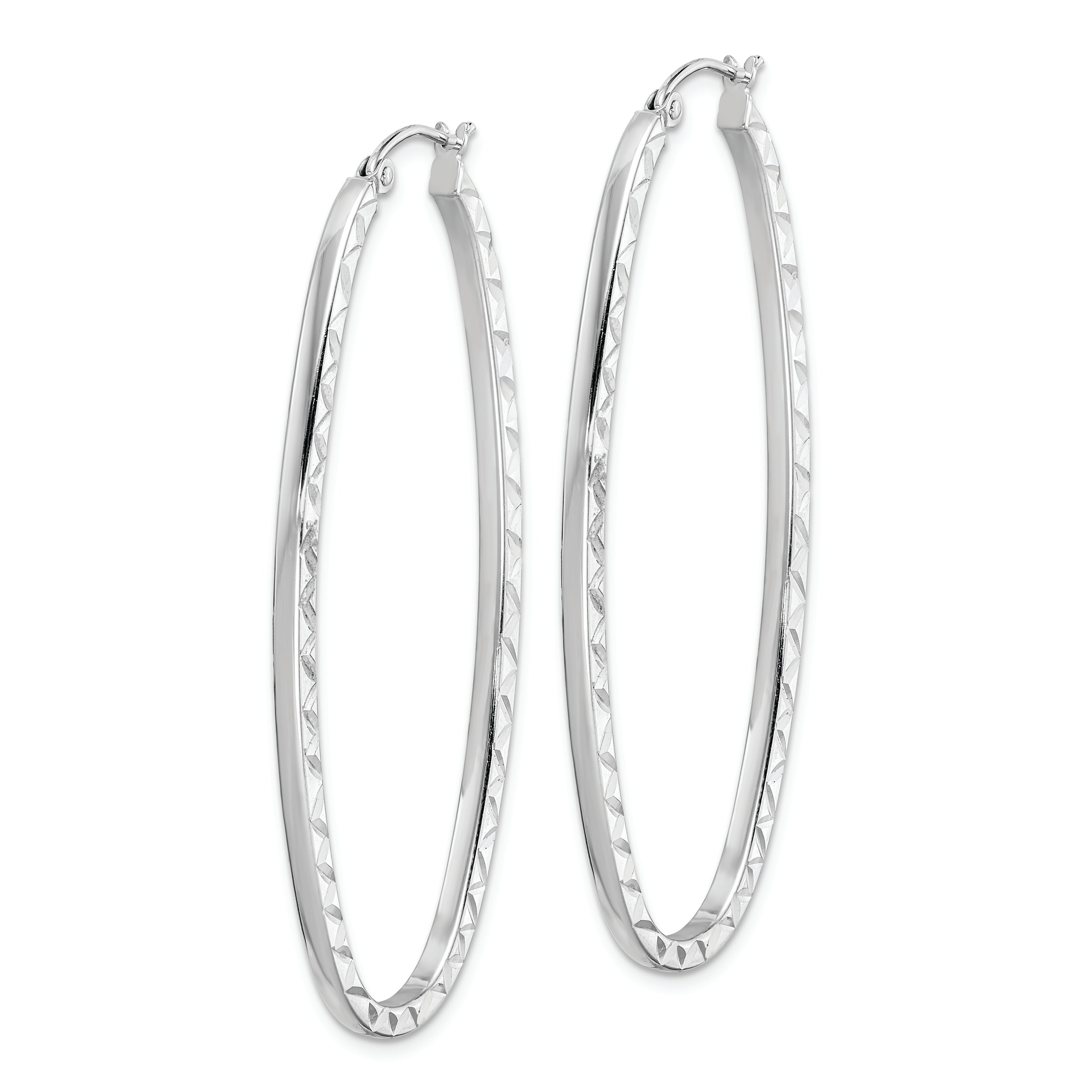 Sterlingsilber Rhodiniert Diamantiert 2mm Oval Creolen