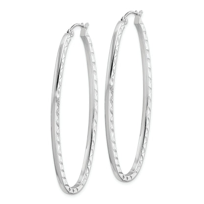 Sterlingsilber Rhodiniert Diamantiert 2mm Oval Creolen