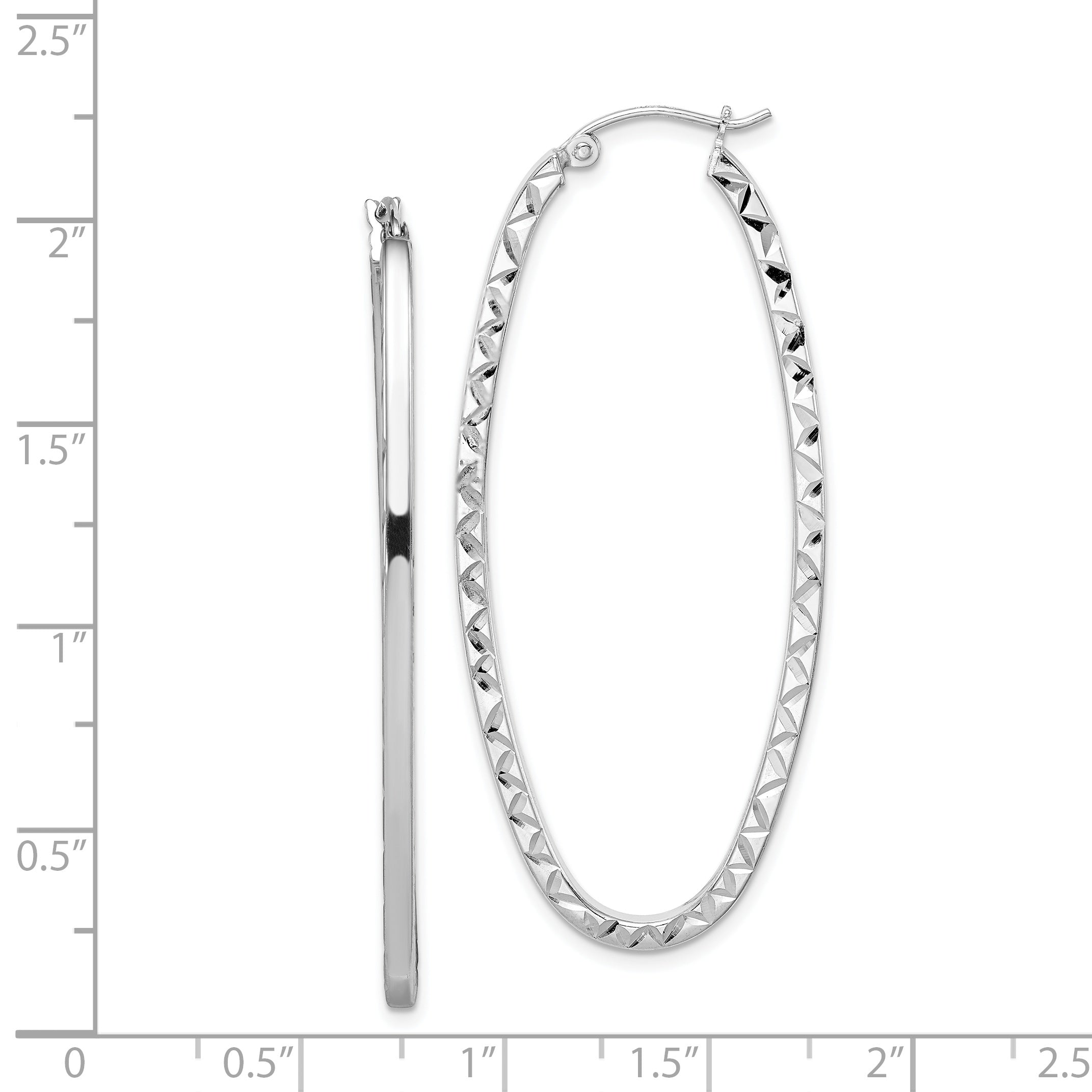 Sterlingsilber Rhodiniert Diamantiert 2mm Oval Creolen