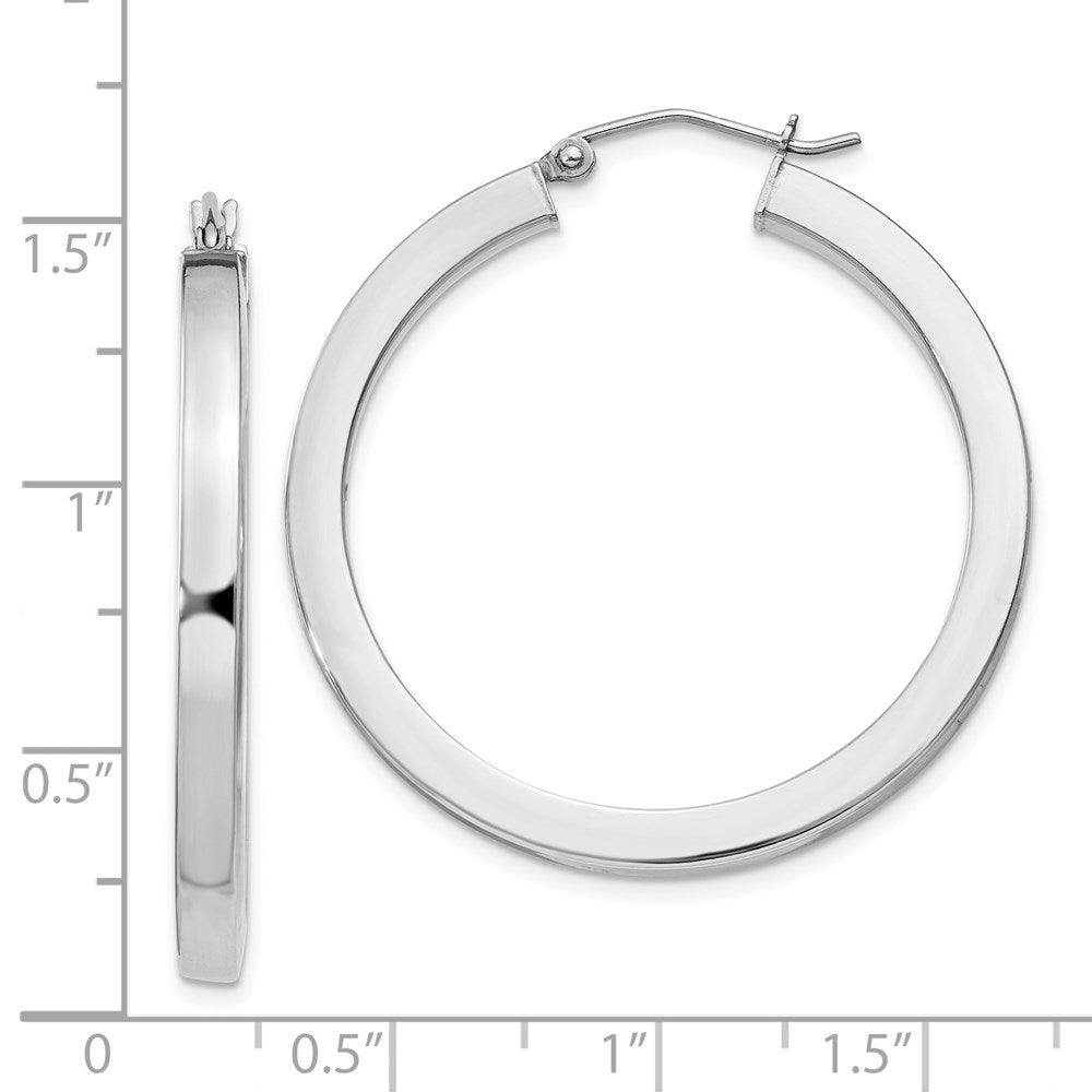Sterlingsilber Rhodiniert 3x35mm Quadratisch Röhre Creolen
