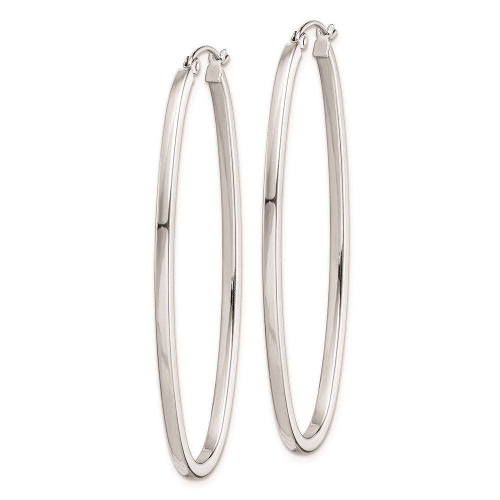 Sterlingsilber Rhodiniert 2mm Quadratisch Röhre Oval Creolen