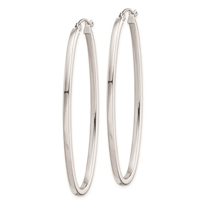 Sterlingsilber Rhodiniert 2mm Quadratisch Röhre Oval Creolen