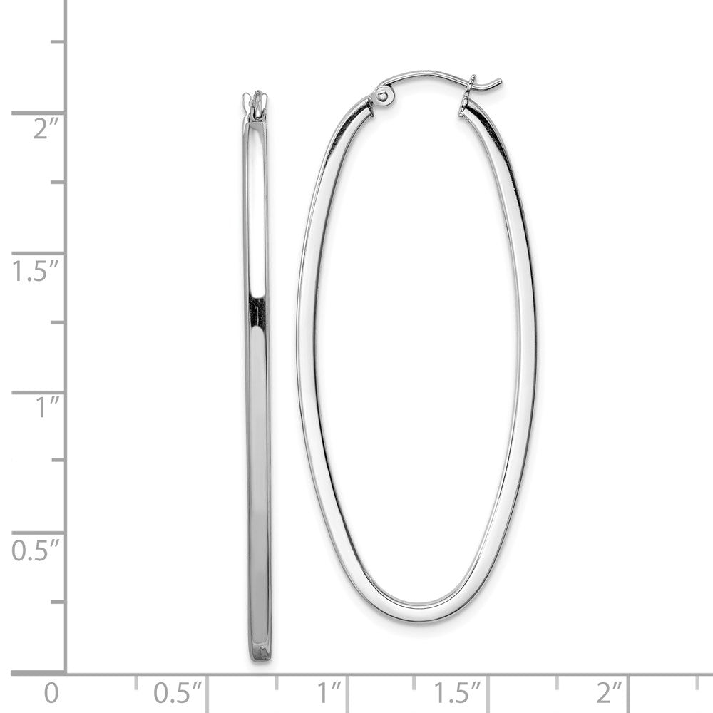 Sterlingsilber Rhodiniert 2mm Quadratisch Röhre Oval Creolen