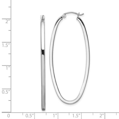 Sterlingsilber Rhodiniert 2mm Quadratisch Röhre Oval Creolen