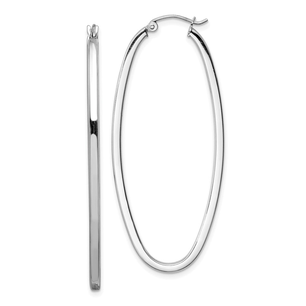 Sterlingsilber Rhodiniert 2mm Quadratisch Röhre Oval Creolen