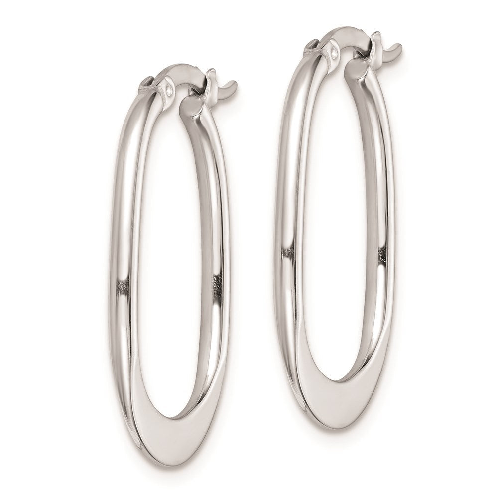 Sterlingsilber Rhodiniert Poliert Squared Oval Creolen