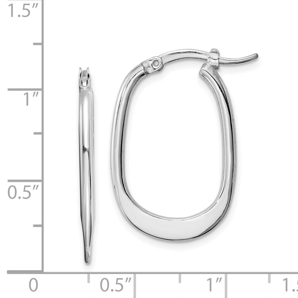 Sterlingsilber Rhodiniert Poliert Squared Oval Creolen