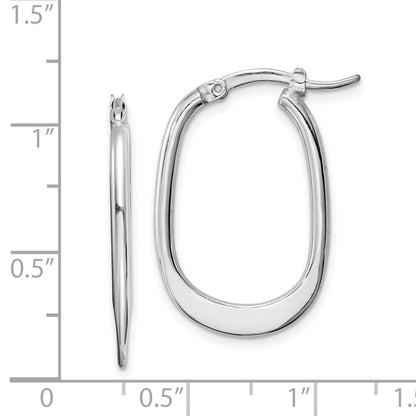 Sterlingsilber Rhodiniert Poliert Squared Oval Creolen