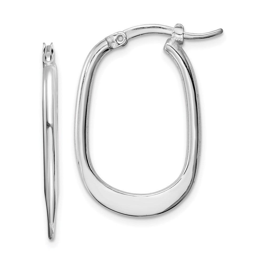 Sterlingsilber Rhodiniert Poliert Squared Oval Creolen