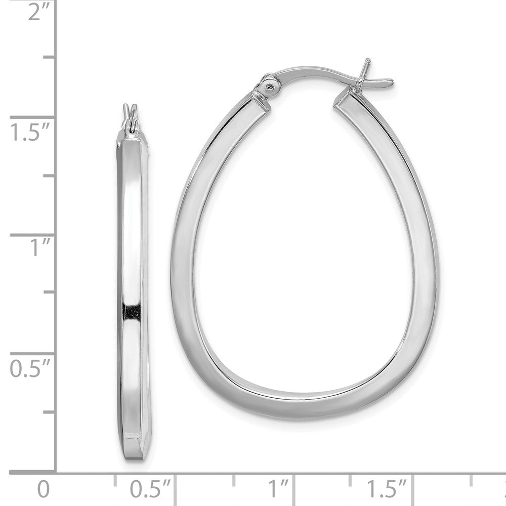 Sterlingsilber Rhodiniert Quadratisch Röhre 4mm Tropfen Creolen