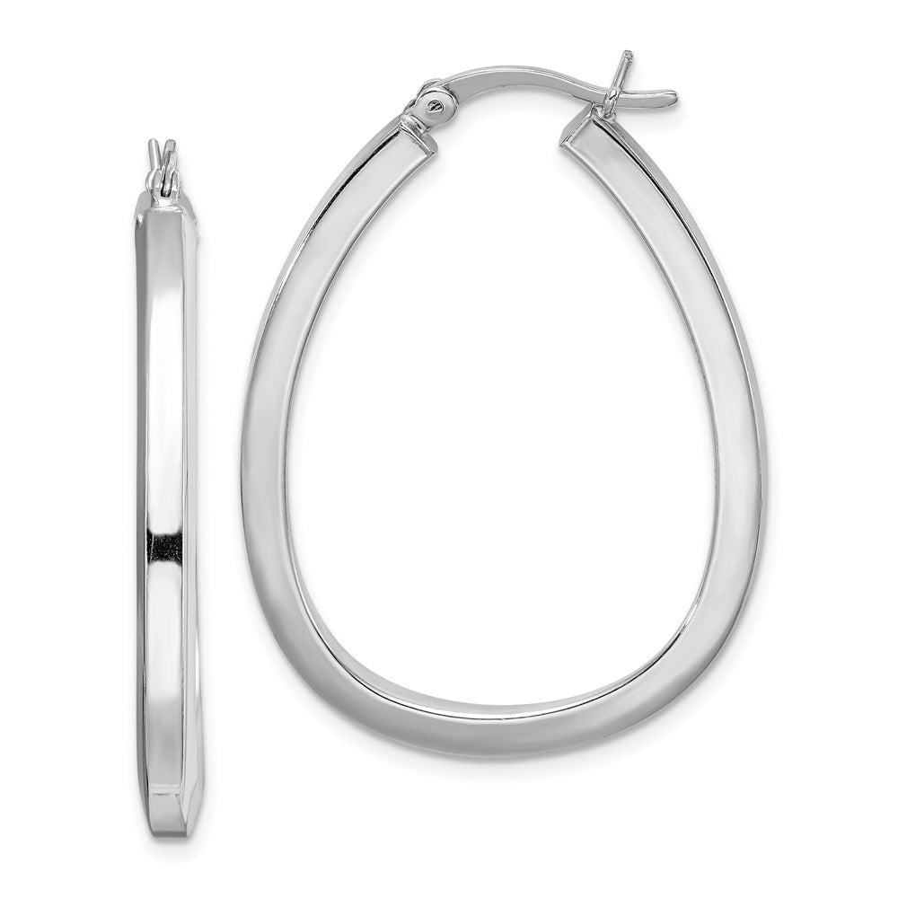 Sterlingsilber Rhodiniert Quadratisch Röhre 4mm Tropfen Creolen